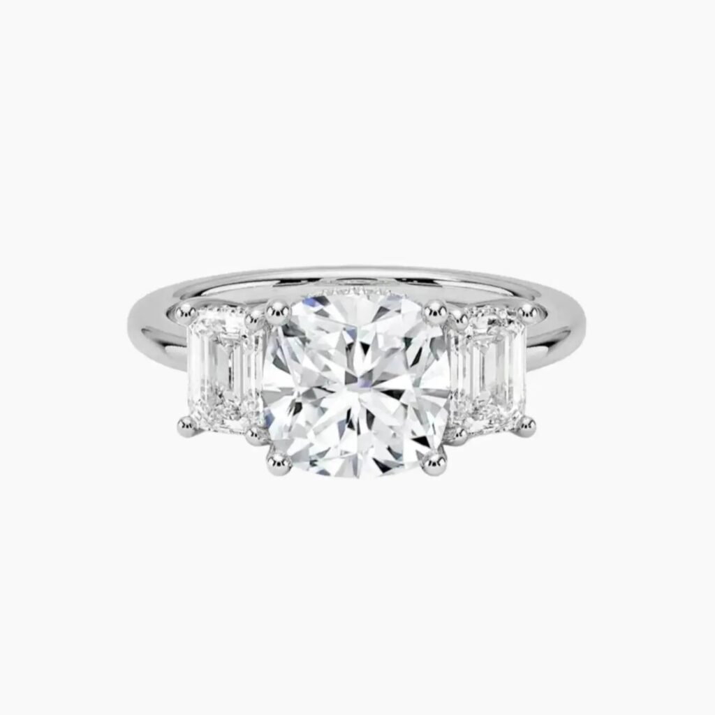 Aurelia Hidden Halo Three Stone Cushion