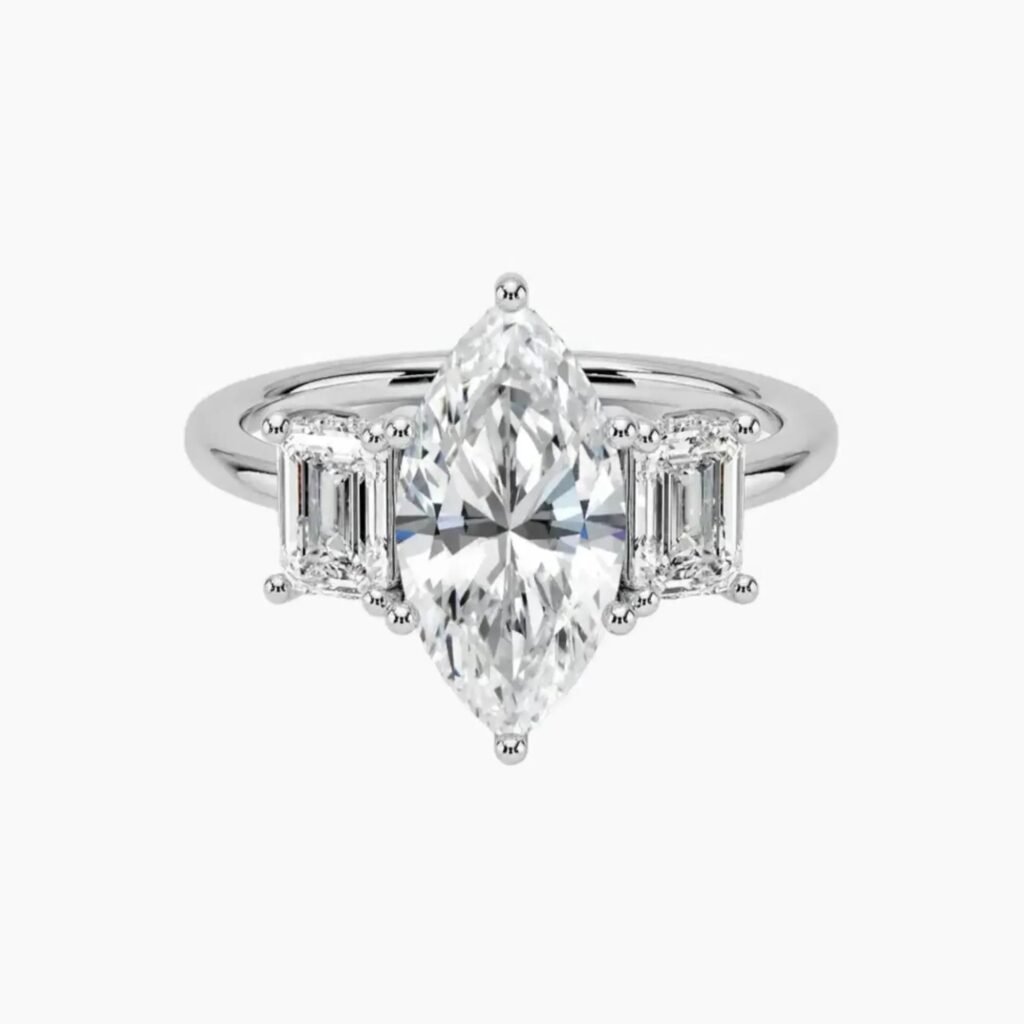 Aurelia Hidden Halo Three Stone Marquise