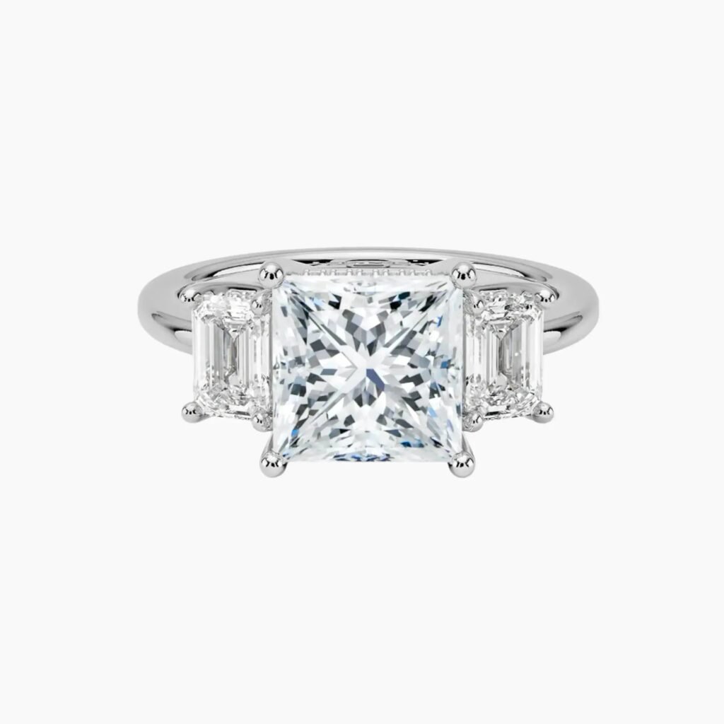 Aurelia Hidden Halo Three Stone Princess