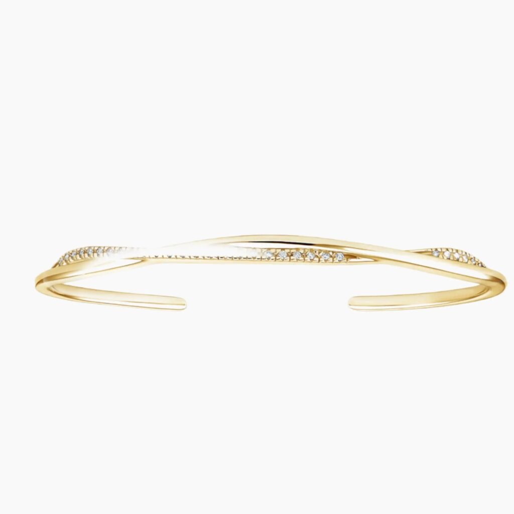 Twisted Band Diamond Bangle Bracelet