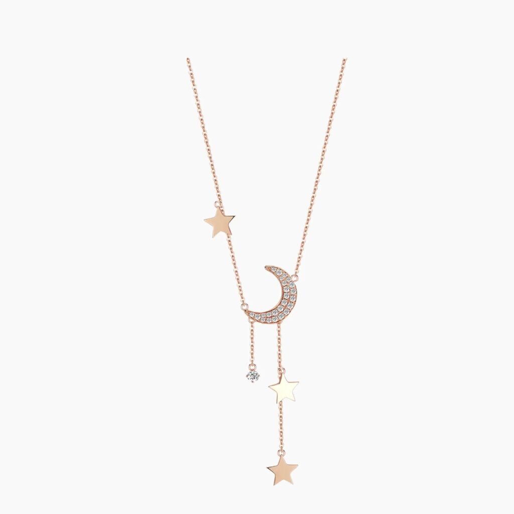 Moon Stars Diamond Necklace