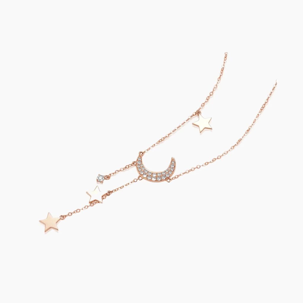 Moon Stars Diamond Necklace